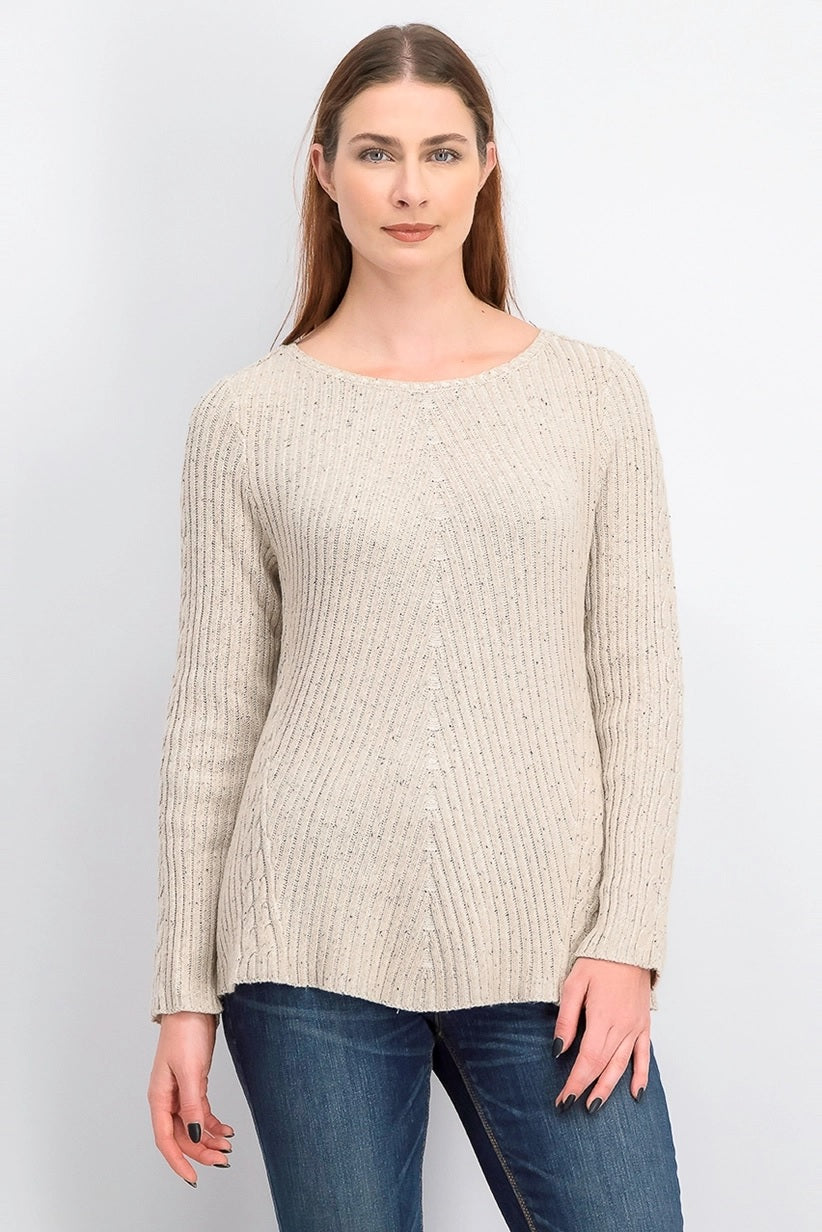 Style & Co Women's Scalloped Hem Ribbed Knit Sweater Beige Size XX-Large