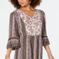 Style & Co Women's Printed Bell Sleeve Dress Green Size Petite S