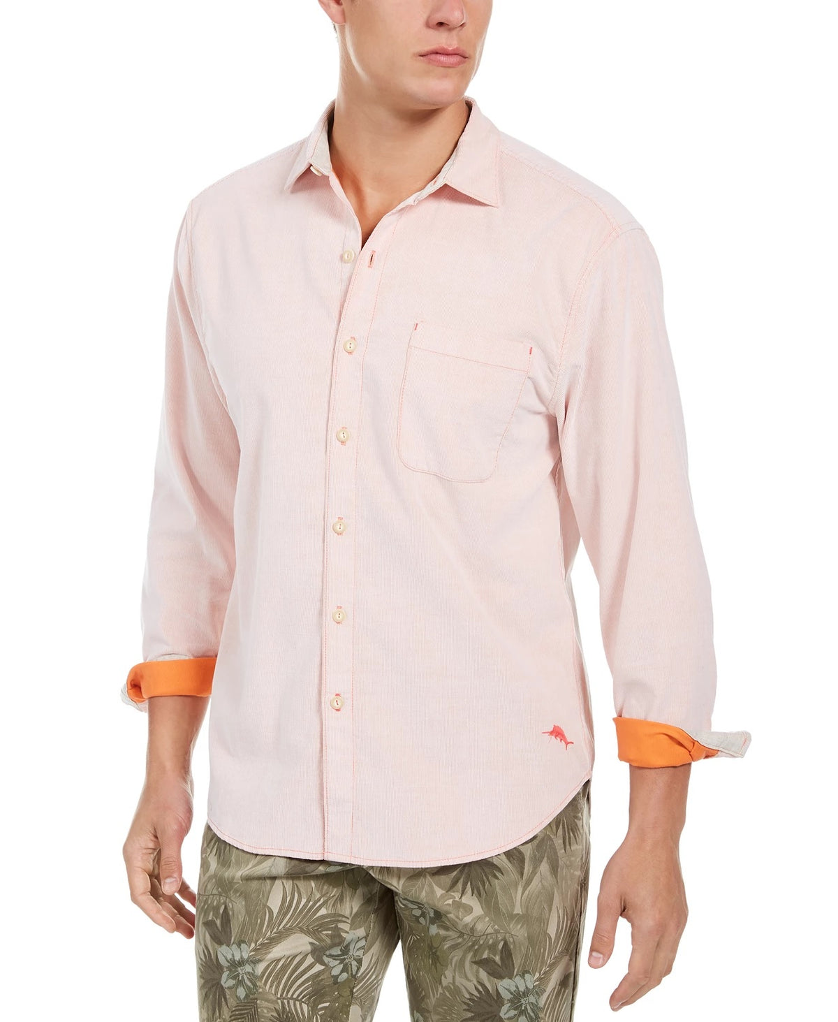 Tommy Bahama Men's Coastal Cord Shirt Orange Size X-Large