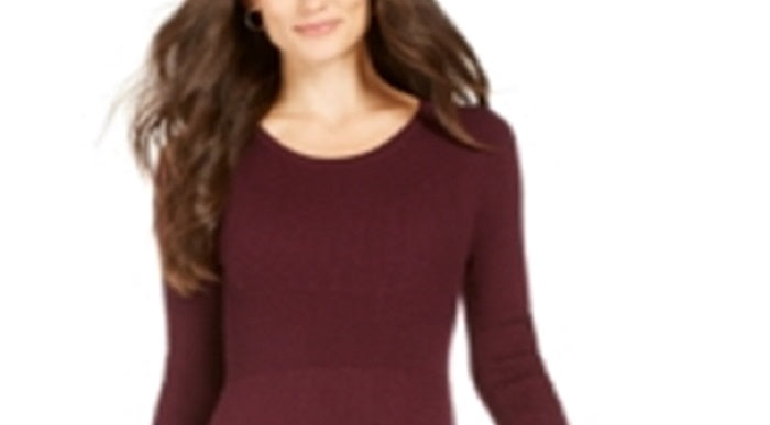 Style & Co Women's Ribbed Sweater Dress Purple Size M