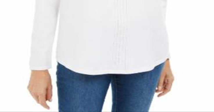 Karen Scott Women's Cotton Cable Knit Sweater White Size X-Large
