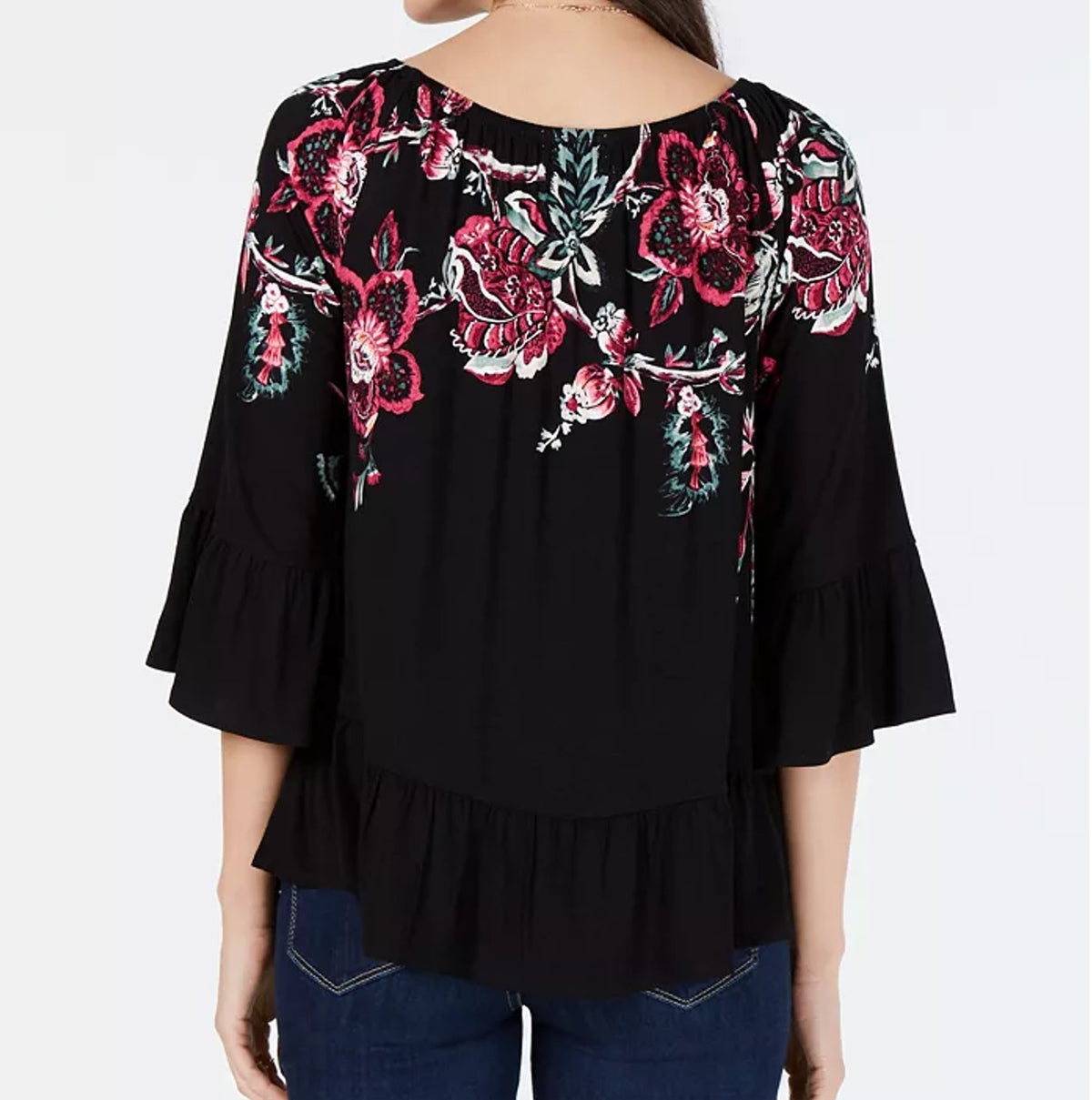 Style & Co Women's Printed Off-the-Shoulder Top Black Size XXL