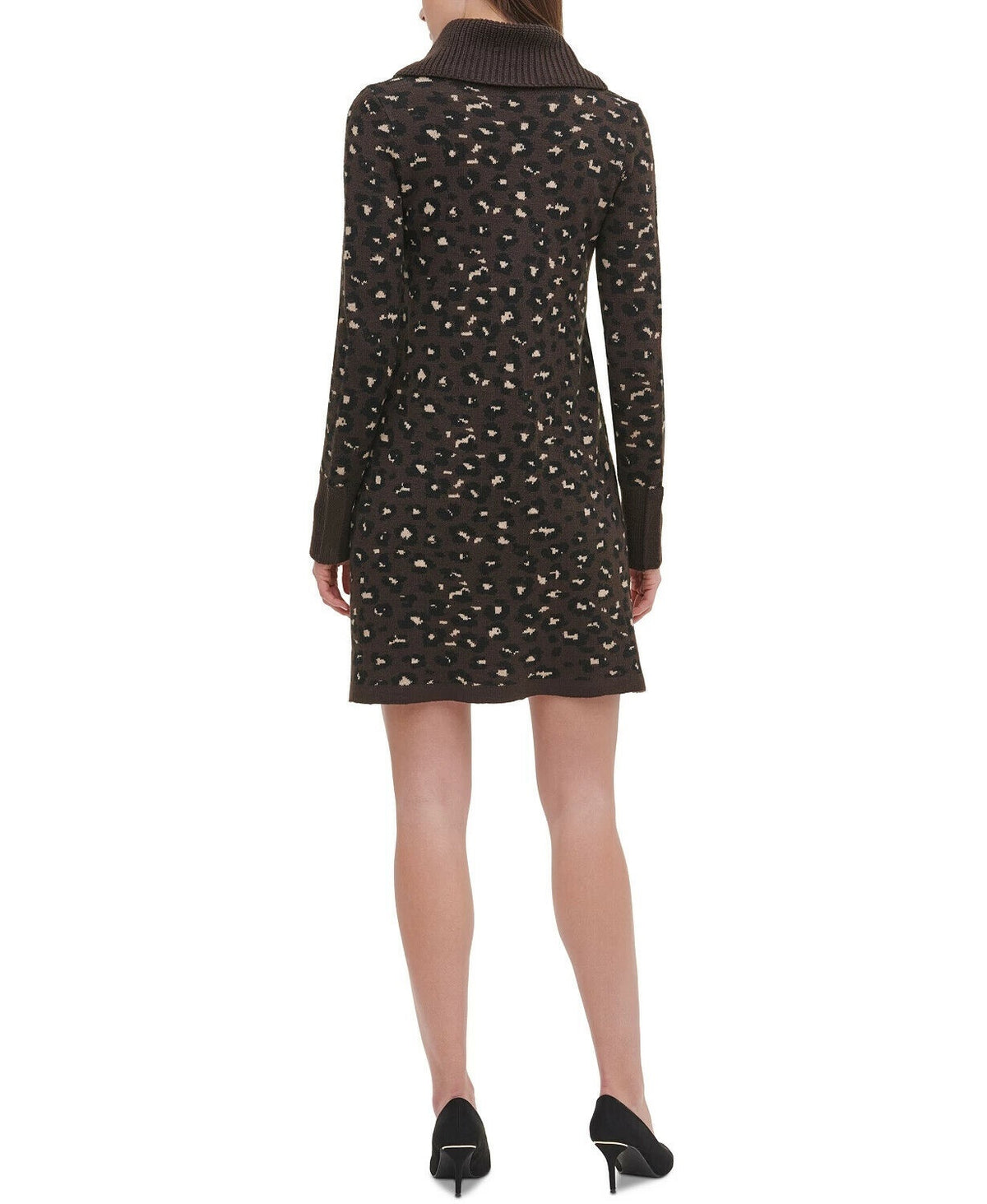 Tommy Hilfiger Women's Leopard Print Sweater Dress Brown Size Small