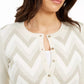 Charter Club Women's Petite Chevron-Print Metallic-Threaded Cardigan White Size PM