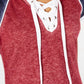 Crave Fame Juniors' Lace-Up Raglan T-Shirt Brown Size Small
