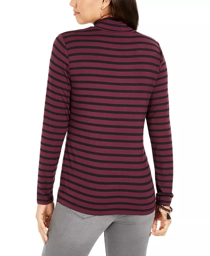 Style & Co Women's Petite Striped Top Purple Size Petite X-Large