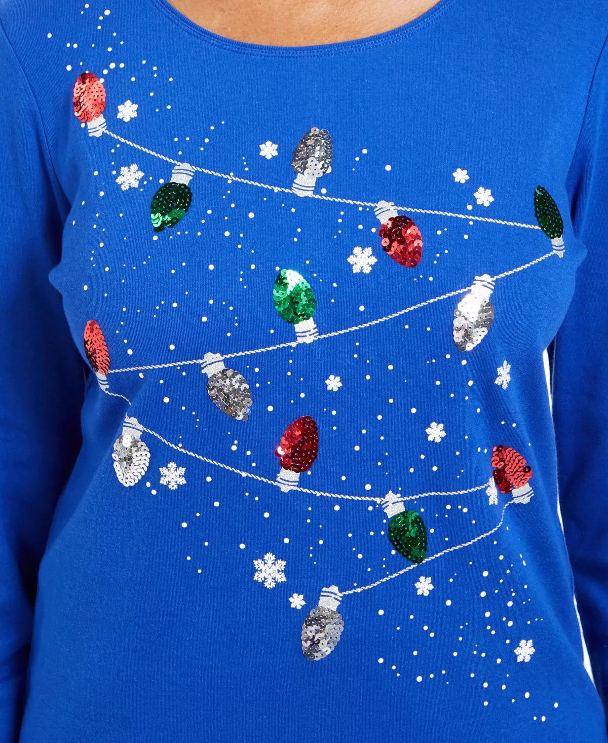 Karen Scott Women's Petite Embellished Cotton Top Blue Size Petite