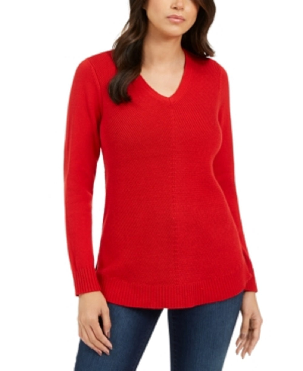 Charter Club Women's V Neck Sweater Red Size Petite XL