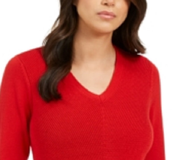 Charter Club Women's V Neck Sweater Red Size Petite XL
