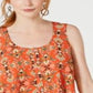 Style & Co Women's Printed Sleeveless High Low Swing Top Orange Size Petite L