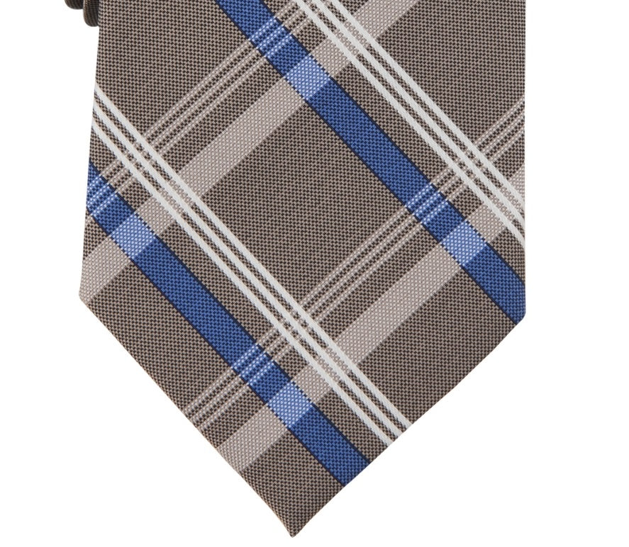 Michael Kors Men's Sadies Plaid Tie Brown Size Regular
