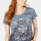 Style & Co Women's Embellished Handkerchief Hem T-Shirt Gray Size Petite X-Small