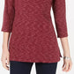 Karen Scott Women's Boat Neck Space Dyed Top Medium Red Size Medium