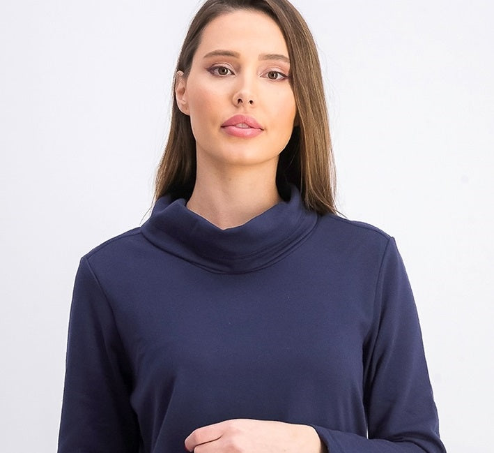 Karen Scott Women's Sport Cowl-Neck Top Navy Size Large
