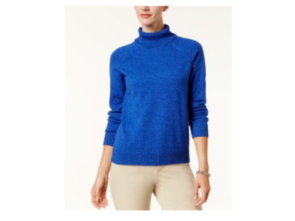 Karen Scott Women's Marled Cotton Turtleneck Sweater Blue Size X-Large