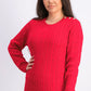 Charter Club Women's Cable-Knit Button-Trim Sweater Dark Red Size Medium