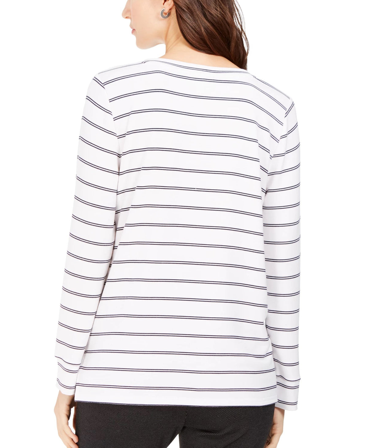 Charter Club Women's Striped V-Neck Tunic White Size Extra Small
