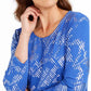 JM Collection Women's 3/4 Sleeve Printed Top Blue Size X-Small