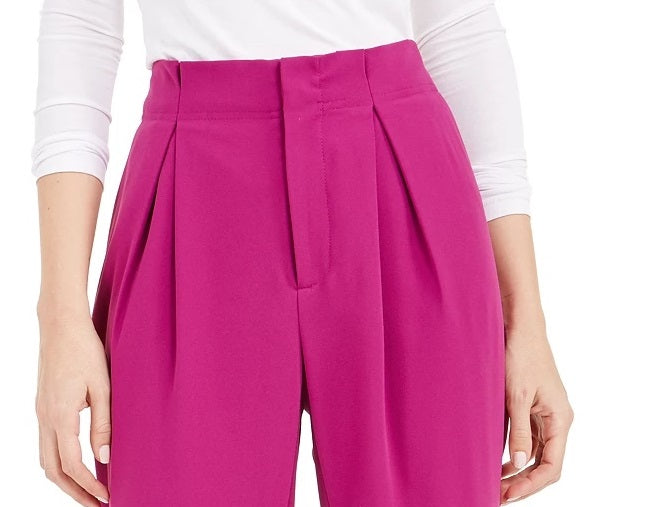 Bar III Women's High-Rise Pleated Pants Med Pink Size 8