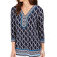 JM Women's Collection Printed Tunic Navy Size Small