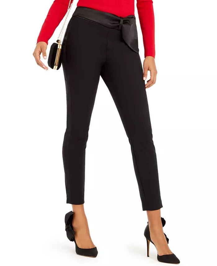 INC International Concepts Women's Bow Detailed Tapered Ankle Pants Black Size 2
