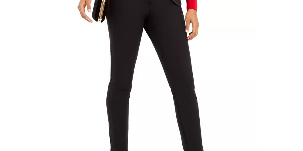 INC International Concepts Women's Bow Detailed Tapered Ankle Pants Black Size 2