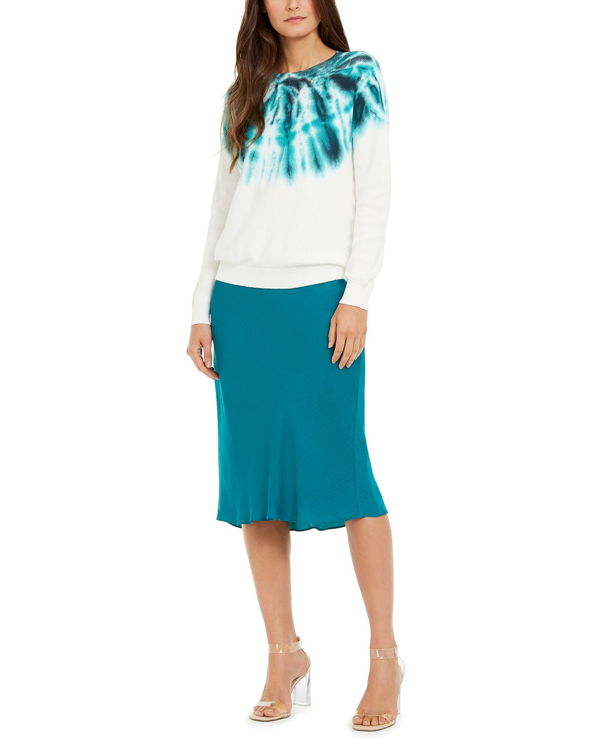 International Concepts Women's Cotton Tie-Dye Sweater Green Size Extra Large