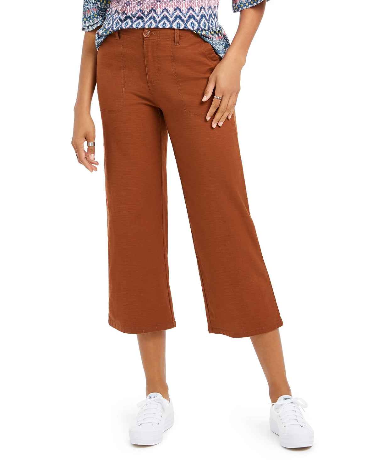 Style & Co Women's Wide Leg Cropped Pants Medium Brown Size 10