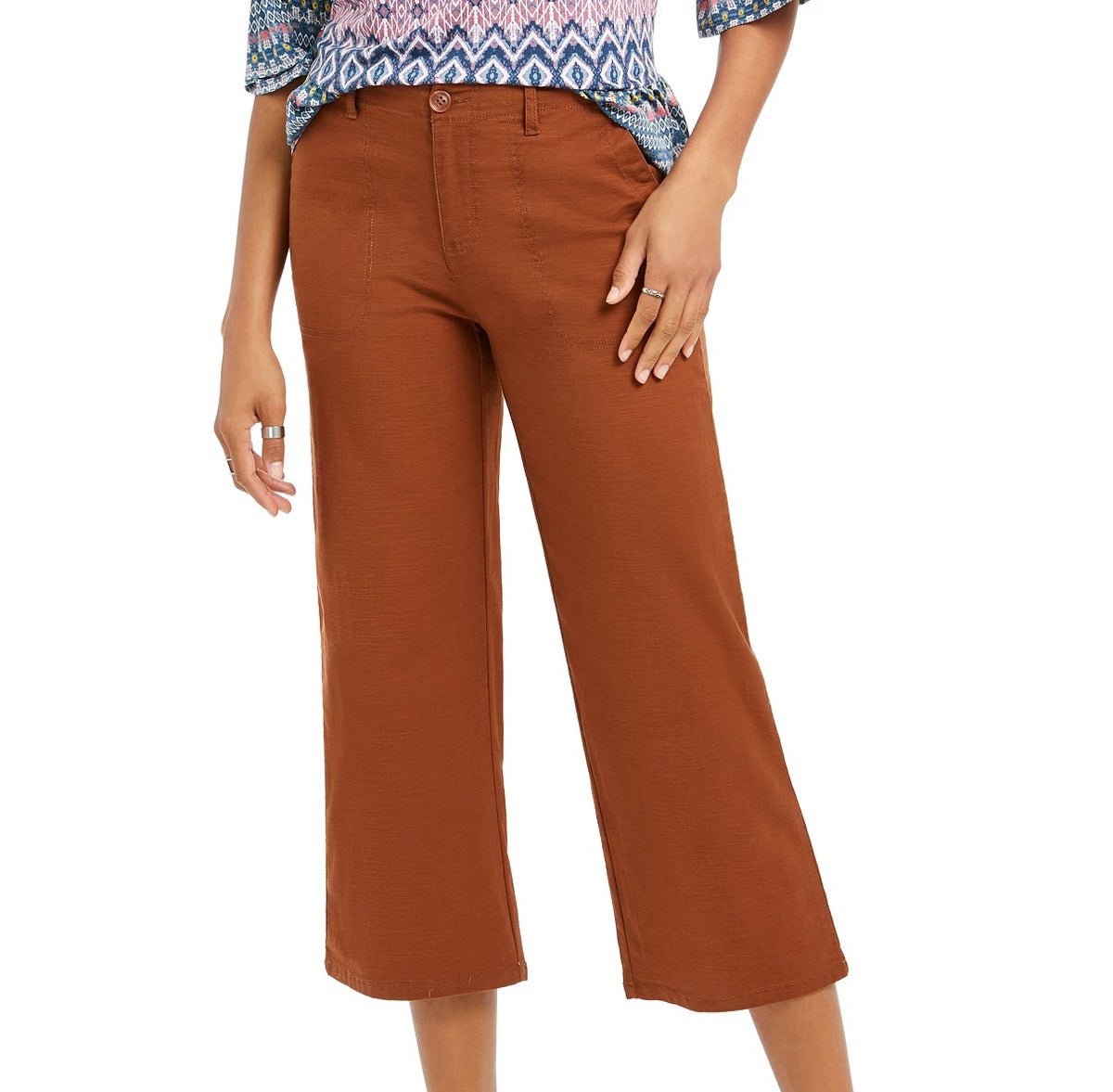 Style & Co Women's Wide Leg Cropped Pants Medium Brown Size 10
