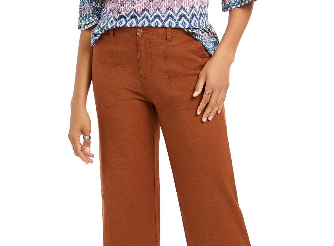 Style & Co Women's Wide Leg Cropped Pants Medium Brown Size 10
