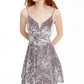 City Studios Juniors' Glitter Crushed Velvet Fit & Flare Dress Gray Size 3