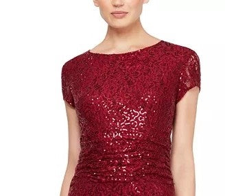 SL Women's Fashions Sequined Lace Gown Red Size 10