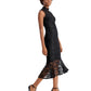 Calvin Klein Women's Mock Neck Embroidered Lace Dress Black Black Size 8