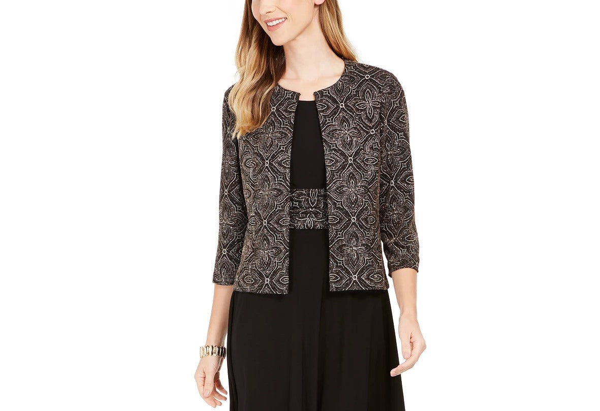 Jessica Howard Women's Printed Jacket & Dress Set Black Size 1