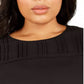 Calvin Klein Women's Plus Size Sleeveless Pleated-Neck Top Black Size 1X
