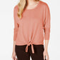 Style & Co Women's Tie-Front Sweater Medium Orange Size Small