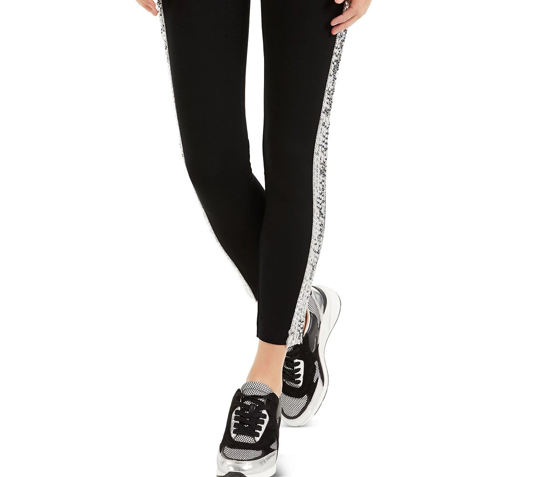 INC International Concepts Women's Petite Sequin-Trim Pull-On Ponte Pants Black Size 0 P