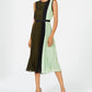 Alfani Women's Colorblocked Pleated Sleeveless Dress Dark Green Size 4