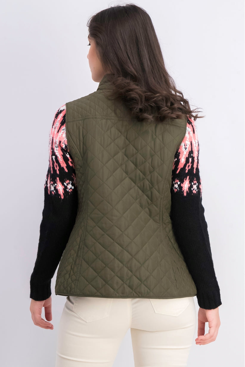 Charter Club Women's Quilted Stand-Collar Vest Green Size Small