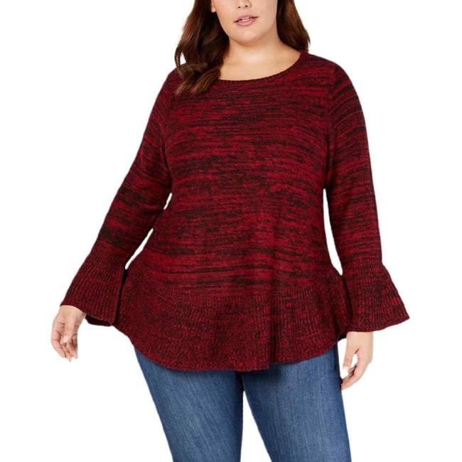 Style & Co Women's Bell Sleeve Marled Knit Sweater Red Size Medium