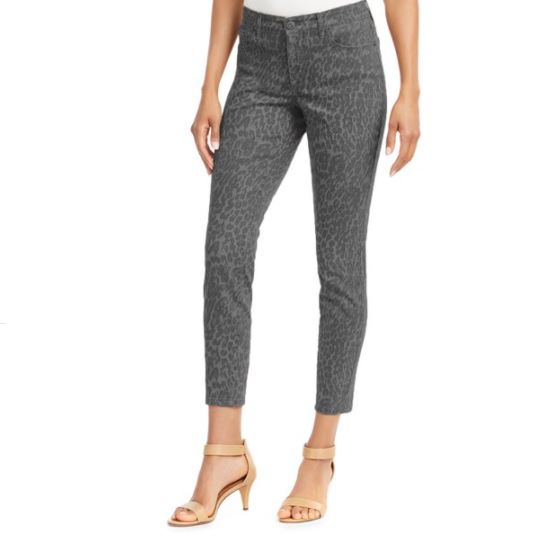 Style & Co Women's Curvy Fit Skinny Printed Jeans Grey Size 8