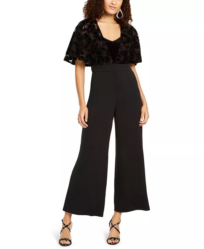 Thalia Sodi Women's Lace Mesh Surplice Jumpsuit Black Size XX-Large
