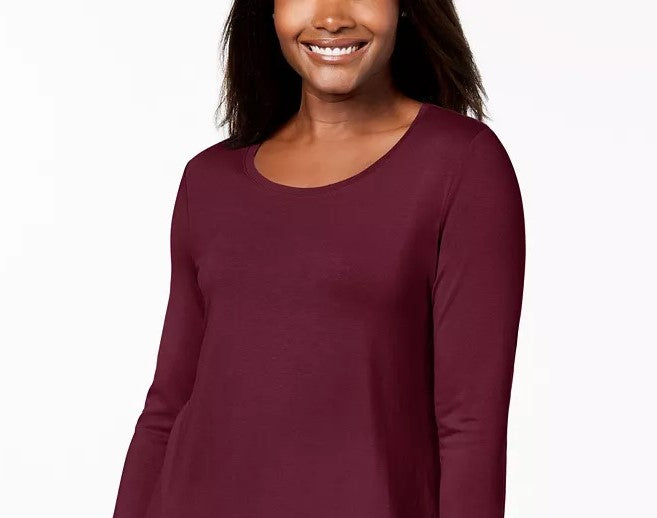 JM Women's Collection Scoop-Neck Top In Regular And Petite Purple Size Extra Large