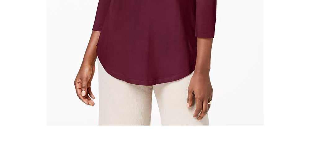 JM Women's Collection Scoop-Neck Top In Regular And Petite Purple Size Extra Large