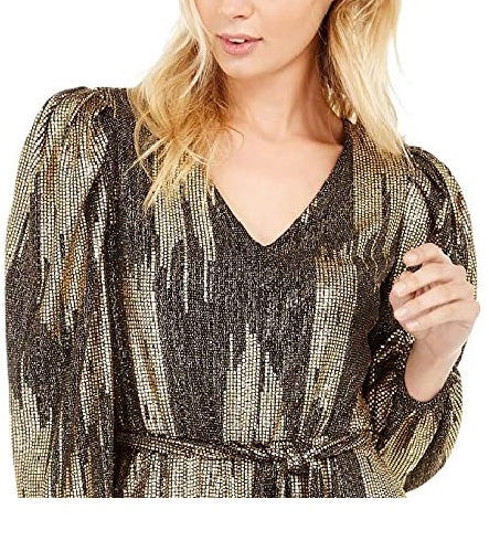 Calvin Klein Women's Belted Glitter Knit Dress Gray Size 10