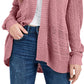 Hippie Rose Juniors' Textured Dolman-Sleeve Cardigan Purple Size Small