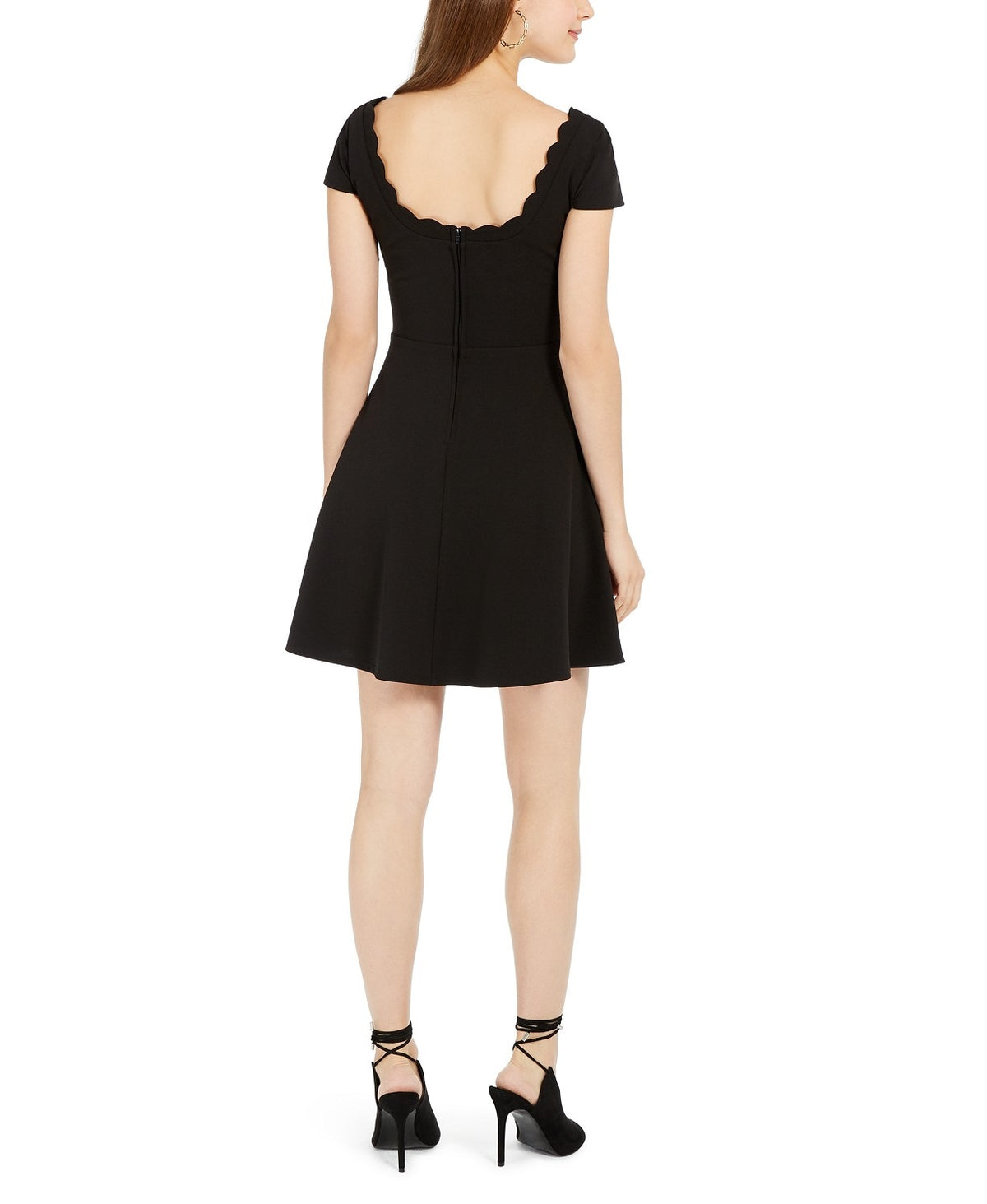 B. Darlin Juniors' Scalloped Skater Dress Black Size 11