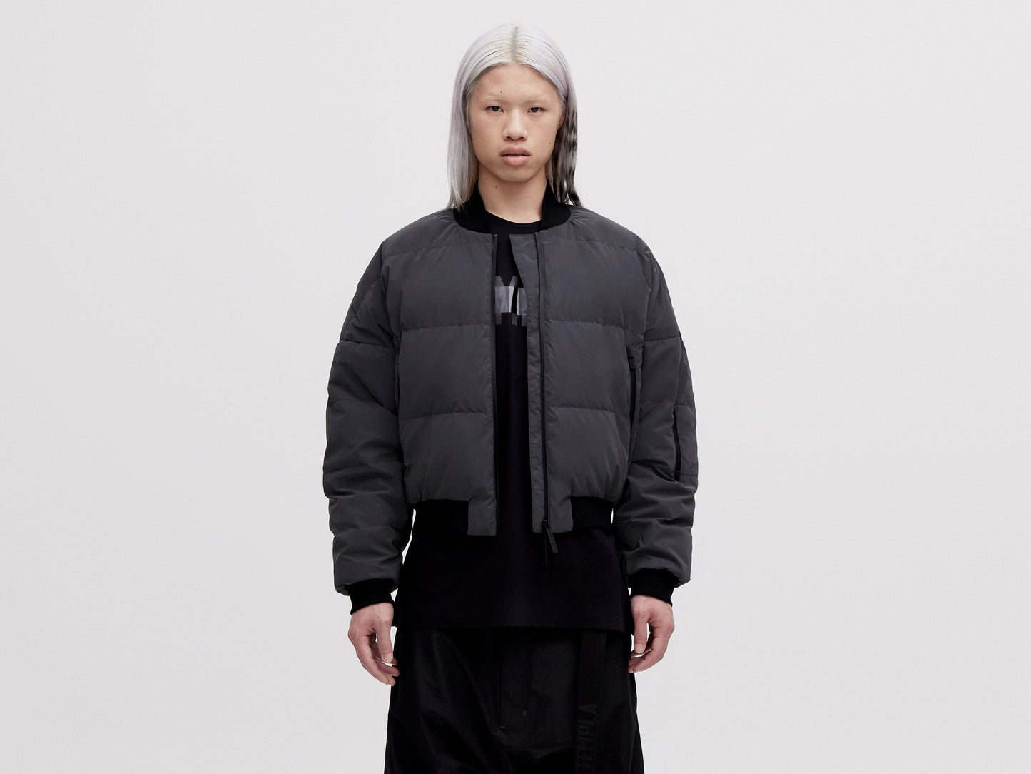 Reflective Bomber Down Jacket Unisex - Reflective Black