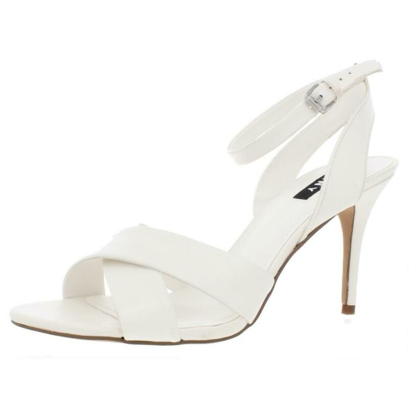 DKNY Women's Ivy Peep Toe Casual Ankle Strap Sandals White Size 9