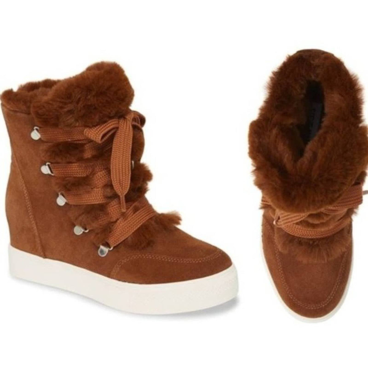Steve Madden Women's Wharton Faux Fur Bootie Orange Size 6.5 M